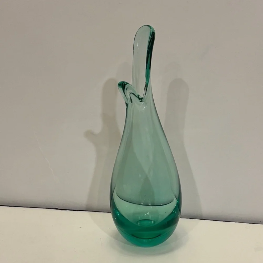 Holmegaard Akva Duckling Beak Vase, aqua